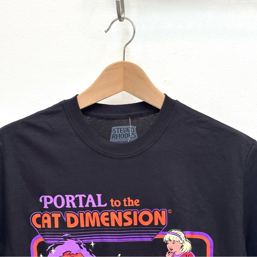 Steven Rhodes Portal To The Cat Dimension Cotton Tee Shirt Black Size Small New — image 4 of 8